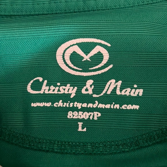 Christy & Main Mens Green Short Sleeve Polo Shirt Size Large L Golf Mens Vintage - Picture 2 of 3